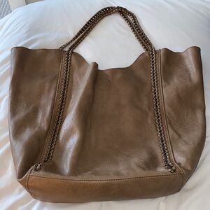 Brown leather tote